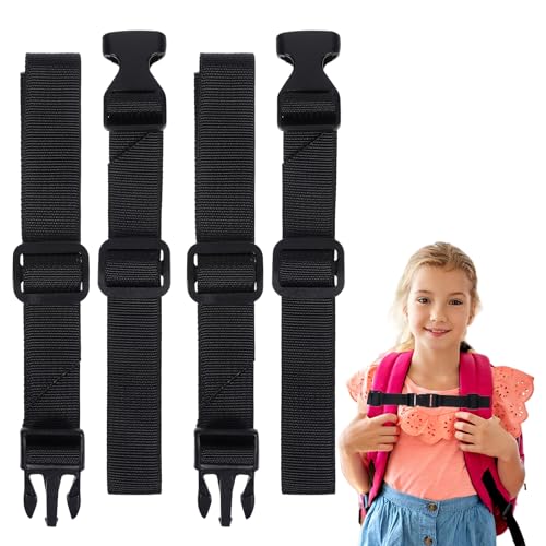 2 Stück Verstellbarer Brustgurt Rucksack, Brustgurt Rucksack Kinder, Verstellbarer Heavy Duty Schultergurte mit Schnellverschluss für Joggen, Reisen, Klettern, Wandern, Außerhalb(Schwarz)