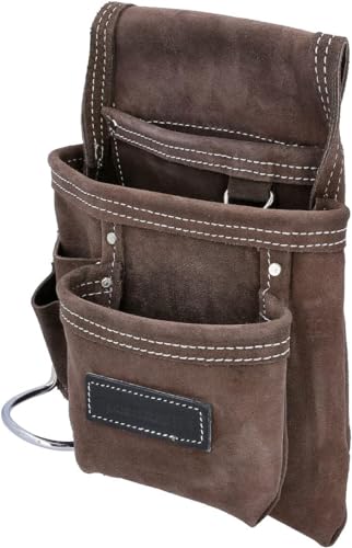 TOUGH MASTER Belt Tool Pouch, 3 Multi Pockets Suede Leather Nail Work Pouch, DIY Organiser for Builders, Carpenters, Gardeners, Electricians, Brown, 25 X 29cm, TM-318SP 4 TOUGH MASTER Belt Tool Pouch, 3 Multi Pockets Suede Leather Nail Work Pouch, DIY Organiser for Builders, Carpenters, Gardeners, Electricians, Brown, 25 X 29cm, TM-318SP - Image 4