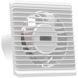 Ventilador Empotrable Ventilador de baño de 100 mm de diámetro en color blanco con temporizador/post-ventilador, ventilador de pared frontal, ventilador de pared, ventilador de baño, ventilador empotrable, ventilador de