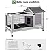 Wooden Rabbit Hutch Indoor and Outdoor, Rabbit Cage with Removable Wire Netting and Leak Proof Tray, Mobile Bunny Cage with Wheels