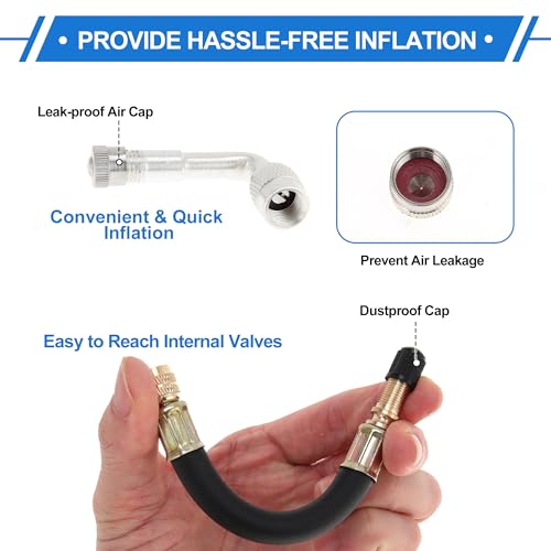 Image of Motoforti 1set 90 Degree Copper Tire Valve Extension with Durable Plastic 140mm Tyre Valve Inflation Adapter for Car Motorcycle RV Truck Bike