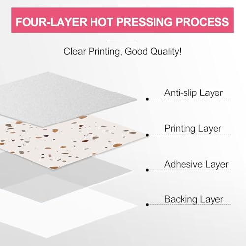 Peel & Stick Floor Tiles Self Adhesive Vinyl Flooring, 10 Sheets - 12" x 12", DIY Flooring for Kitchen Living Room Waterproof Removable Tile Stickers Terrazzo Look (Beige) by SVNOOC - Image 5