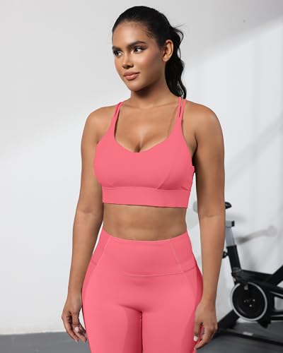 Image of Grace Form Sports Bra for Women Strappy Medium Support Push Up Padded Sports Bra for Running Workout Bra Yoga Bra