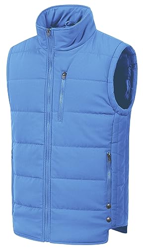 Chrisuno Men's Stand Collar Vest Mens Quilted Vests No Sleeve Winter Jackets Coats Lightweight Sports Gilet Light Blue Small