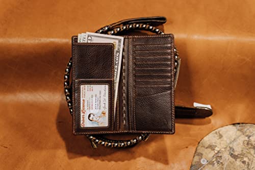 Image of House of Jack Co. Colt Long Bifold Wallet for Men, Full Grain Leather Rodeo Wallet, Western Long Wallet with ID Window, Slim Back Pocket Design, Brown