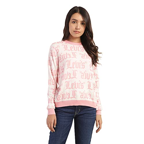 Image of Levi's Women's Cotton Blend Brand Logo Printed Crew Neck Sweater