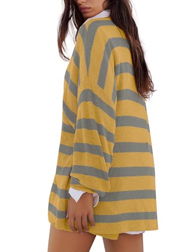 Image of Panadila Womens Striped Sweater Set Oversized Lounge Sets Matching Pajamas Long Sleeve Sweater Top and Shorts
