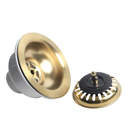 TALEA 114MM Lavabo Piatto Scolapiatti Filtro Scarico Kit per Singola Ciotola Cucina Lavello Drenaggio Kit Rifiuti Spazzolato Oro SUS304 Filtro XK223C041-K