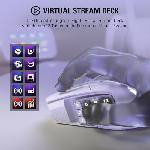 Corsair Scimitar Elite Wireless SE MMO Gaming Maus – Weiß – Ansicht 5