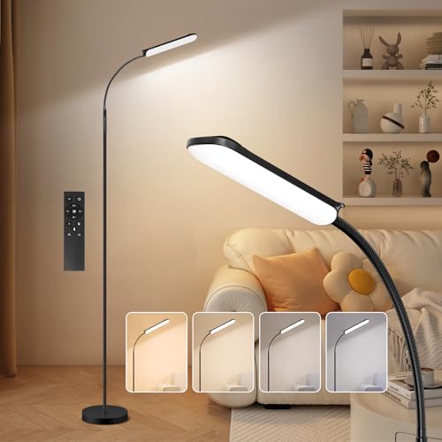 FRIDEKO HOME Stehlampe Wohnzimmer LED 360° Flexibler Schwanenhals mit Fernbedienung & Touch-Steuerung, Büro, Wohnzimmer & Schlafzimmer