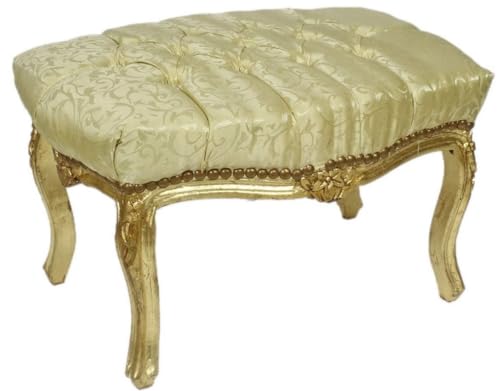 Casa Padrino Ottomane baroque à motif doré/doré 60 x 40 x H. 35 cm – Tabouret baroque fait main avec strass – Meuble de style baroque