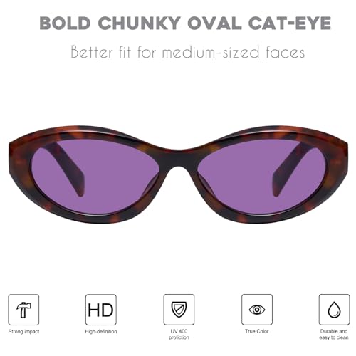 Image of mosanana Oval Cat Eye Sunglasses for Women Retro Y2K Style MS52372 | Geometric Stylish Temples, UV400 Protection, Designed for Daily Outfits, Travel and Fashion Looks