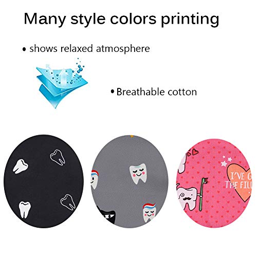 CHUANGLI 3Pcs Gourd-Shaped Working Caps with Upgrade Sweatband Adjustable Hats Head Cover- Women/Men (B08# Tooth Black Grey Pink) - Thumbnail 4