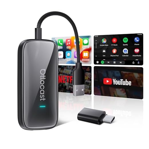 OTTOCAST Play2Video Ultra, 2025 Wireless CarPlay at Android Auto Adapter na may Built-in na Netflix/YouTube/IPTV/Prime Video, Android 12.0 AI Box para sa Mga Sasakyang may Factory Wired CarPlay