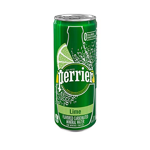 Perrier Lime Flavored Carbonated Mineral Water, 8.45 Fl Oz (30 Pack) Slim Cans