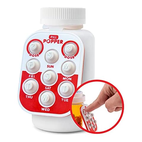 Pill Popper Medication Tracker, Daily Pill Reminder, Small and Portable Memory Aid with Buttons, Attaches to Pill Container, Tracks up to 3 Doses per Day, Multicolor, 3-Pack - Easy To Use Products Cover