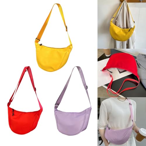 Image of VELURA SYDL Crossbody Crescent Bag Fashionable Nylon Hobo for Women Handbag Shoulder Bag Yellow|1 Shoulder Bag|Clothing, Shoes & Accessories