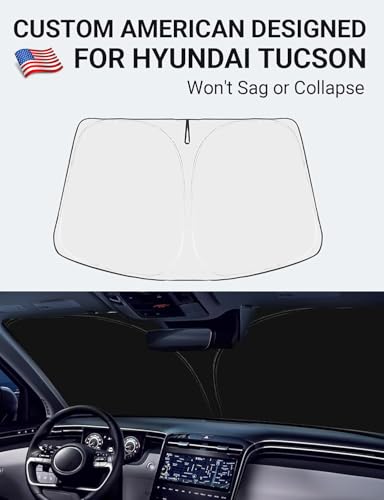 Image of Proadsy 2026 Upgrade Windshield Sun Shade Custom Fit Hyundai Tucson 2016-2021 4-Layer Foldable Front Sunshade Protector Sun Visor Blocks UV Rays Keep Car Cooler Accessories