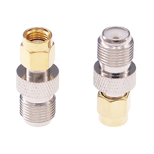 RFaha 5pcs RP-SMA Male to F Female RF Coax Adapter RPSMA to F type Coaxial Connector Adapter(F20-5), Gold - Image 2