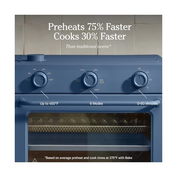 Our place large wonder oven 6 in 1 toxin free air fryer toaster with steam infusion family sized 32qt 1700w countertop design includes bake tray fryer basket large racks blue salt  urban country home decor