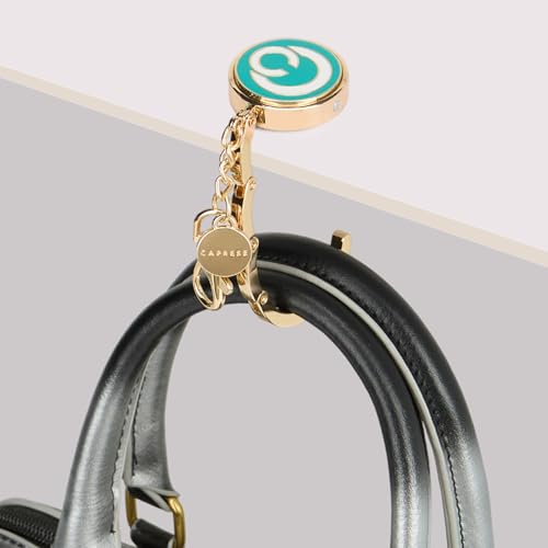 Image of Caprese Mnemonic Detachable Purse Hook for Table /Desk - Portable Bag Hanger & Holder Accessory, Luxury Zinc Alloy | Holds up to 7 kg (Teal)