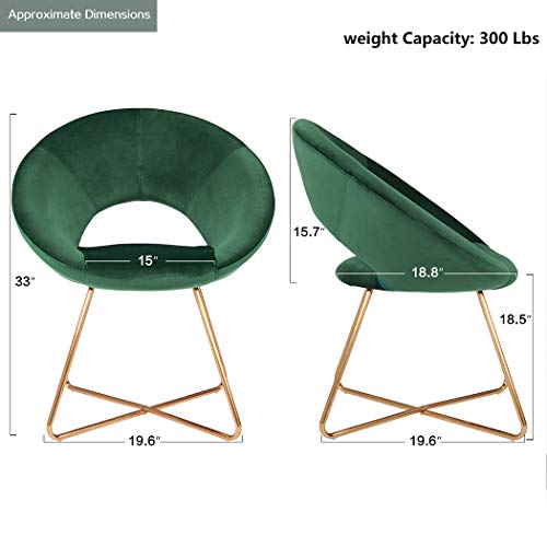 Duhome Dining Chair Chair Mid-Century Modern Upholstered Leisure Club Velvet Cushion for Living Room Bedroom Reception Area Dark Green 1pcs