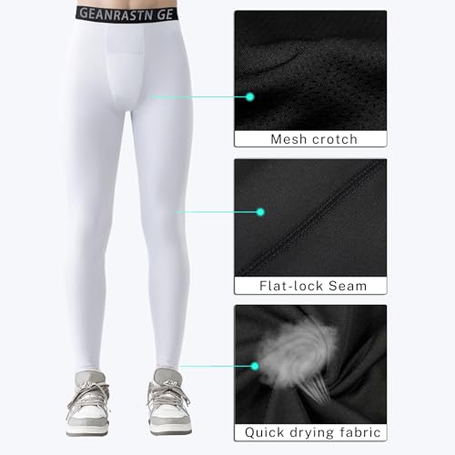 3 Pack Boys' Youth Compression Leggings Pants Tights Athletic Base Layer for Running Hockey Basketball3
