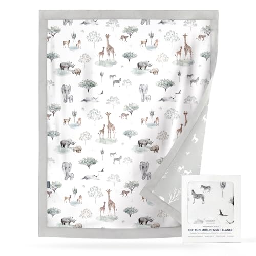 Image of GRSSDER Muslin Cotton Quilt Blanket - Silky Soft and Breathable Baby Blanket Quilt, Oversized Muslin Blankets for Newborns, Toddlers & Kids, 6 Layers Reversible Design for All Seasons, 40 inch x 50 inch