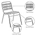 Flash Furniture Lila 4 Pack Commercial Aluminum Indoor-Outdoor Restaurant Stack Chair with Triple Slat Back