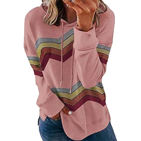 TYQQU Mujeres Suéter Suelto a Rayas Top Rosa Arcoiris Cover