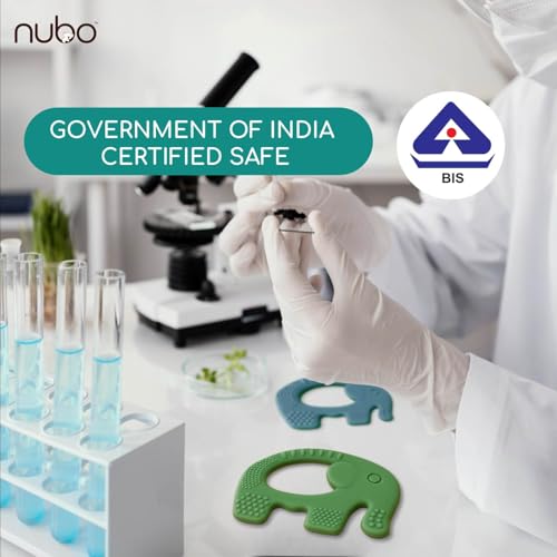 Image of Nubokind Silicone Baby Teether Ring Set | BIS Certified Multi-Textured Soft Newborn Chew Toy | for 3, 6, 9, 12 Months + BPA Free Teether | Molar Relief Easy Grip | Safe Made in India | Pack of 2