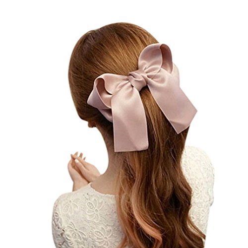 Coromose Women Girls Cute Large Big Satin Hair Hair Clip Boutique Ribbon Bow (Pink)