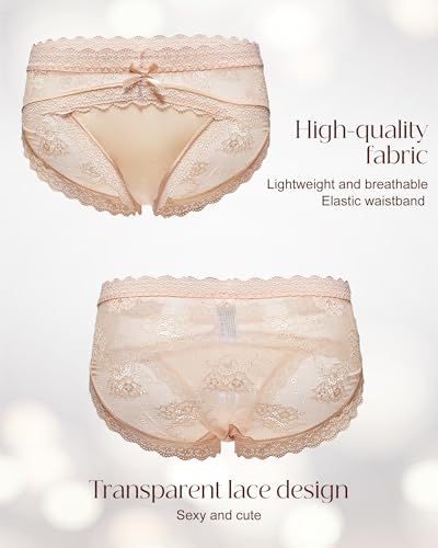 Image of LEVAO Sexy Underwear for Women Hipster Cheeky Bikini Lace Panties 6 Pack