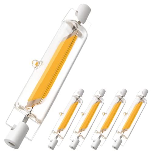 CLAR   R7S LED 78mm, Bombilla R7S LED, 6W Luz Cálida 3000ºK (Pack 5)