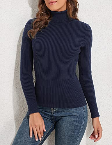 PrettyGuide Women's Ribbed Turtleneck Long Sleeve Sweater Tops3