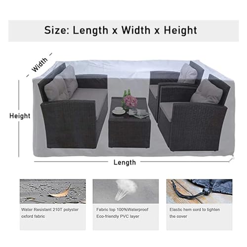 Housse de table de jardin imperméable noire protection extérieure 68x68x72cm - 8