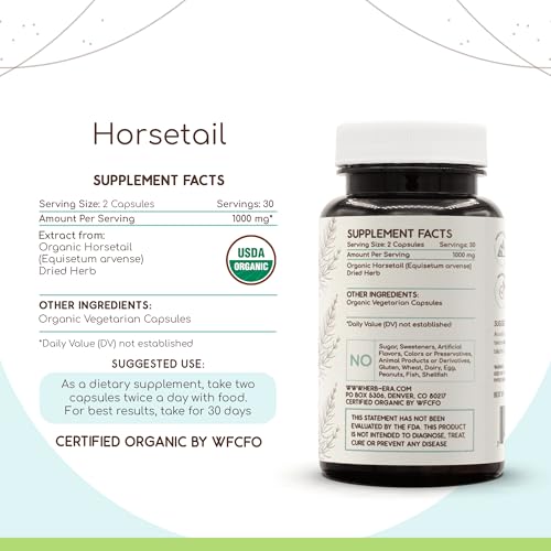 HerbEra USDA Organic Horsetail Vegan Capsules