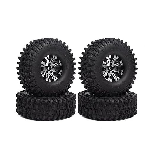 INJORA 120MM Tires & Metal Alloy Beadlock Wheels for 1/10 RC Crawler,1.9 inch Wheel & Tires Set for Traxxas TRX4 Axial SCX10 D90