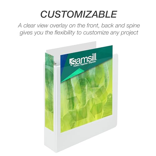 Image of Samsill Plant-Based 1.5 Inch Durable Round Ring, View Binder, Eco-Friendly, USDA Certified Biobased, 12 Pack with 6 White /6 Black Binders