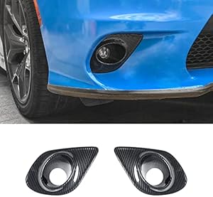 Hoolcar Front Fog Light Covers Lamp Foglight Trim Accessories for Dodge Charger 2015-2021 (Carbon Fiber)