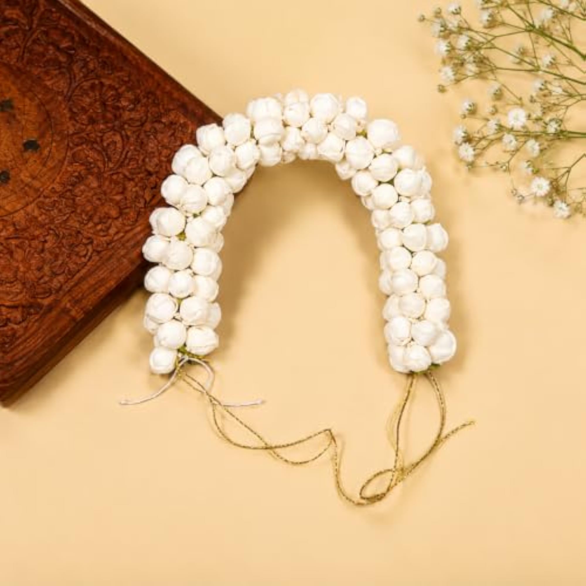 Elegant Artificial White Mogra Flower Hair Accessories for Women