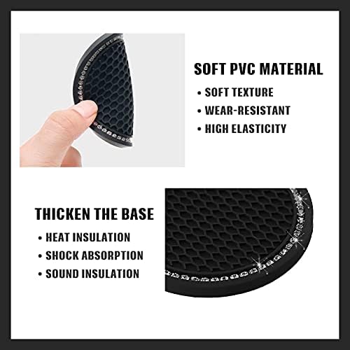 Shining Cup Mats, 2 Pcs Vehicle Insert Cup Holder Cute Crystal Coasters Car Interior Accessories for Women