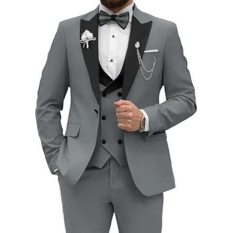 Men's Tuxedo Suits 3 Piece Slim Fit One Button Shawl Lapel Blazer Tuxedo Cover