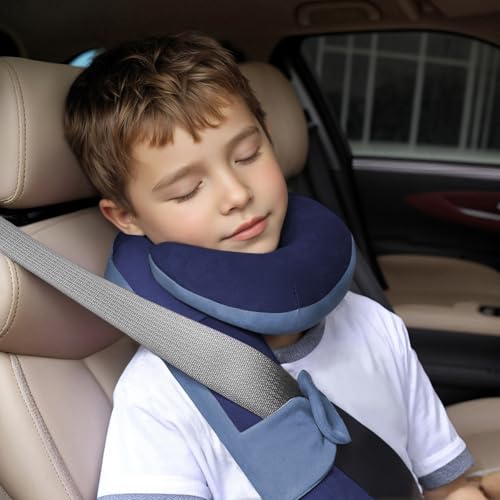 Image of Kids Travel Neck Pillow, Toddler Travel Pillow for Car & Airplane | Comfortably Travel Neck Pillow with Head & Chin Support for Road Trip Rest, Gifts for Toddler /Kids
