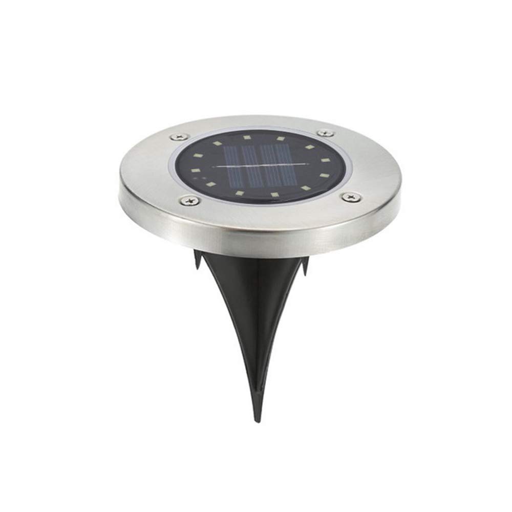 Aolyty Solar In-Ground Step Light 12 LED Light Bulbs Waterproof Solar Powered Light Control for Landscape Garden Patio Lawn Yard Driveway Walkway Pathway (White, 12 LEDs)