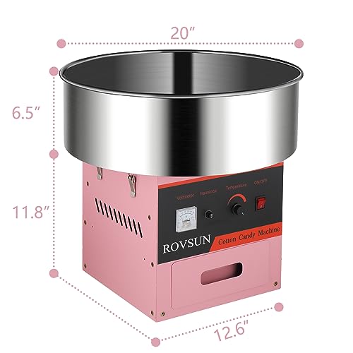 Image of ROVSUN 21 Inch Cotton Candy Machine Commercial, Candy Floss Maker Electric Cotton Candy Maker w /Stainless Steel Bowl, Sugar Scoop and Large Storage Drawer for Home Party Carnival