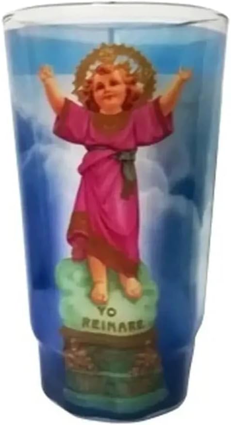 Divine Child Jesus Religious White Glass Candle, Large Cup, 14 x 10.4 x 6.2 Inches (Pack of 12)