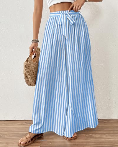 Image of Bsubseach Women Wide Leg Pants Floral Flowy Palazzo Pants