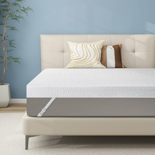 4 Inch Gel Memory Foam Mattress Topper Queen, Soft & Breathable Bed Topper for Pressure Relief, Non-Slip Design with Removable & Washable Cover, CertiPUR-US Certified