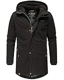 Navahoo Herren Winterjacke Parka Jacke warm lang Kapuze B662 [B662-Manak-Schwarz-Gr.S]